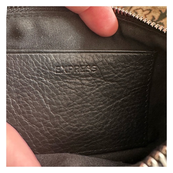 EXPRESS Black Leather Wristlet 7.5”x 4.5” Zip Flap & Snap Buckle - Picture 9 of 9